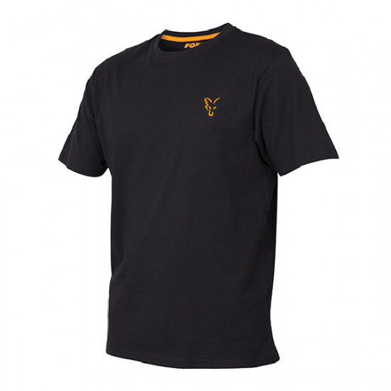 Тениска с яка Fox Collection Black & Orange